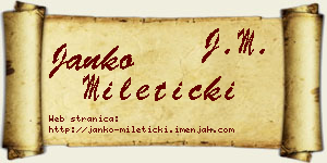Janko Mileticki vizit kartica